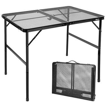 Imagem de Mesa dobrável E EASTSTORM Fácil de armazenar, mesa de piquenique compacta e portátil para churrasqueira, acampamento ao ar livre, jardim, pátio, jantar, churrasco, festa, mercado, 0,9 m (média, preta)