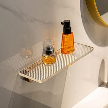 Imagem de Prateleiras de chuveiro Prateleiras de banheiro, toalheiro acima do vaso sanitário sem perfuração, suporte de armazenamento de cosméticos acrílico montado na parede (Cor: A 30 cm)