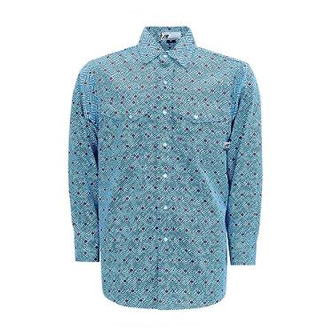 Imagem de VATRENUS Camiseta masculina FR estampada xadrez 184 g resistente a chamas 100% algodão pré-lavado retardante de fogo camisa de trabalho, Azul, P