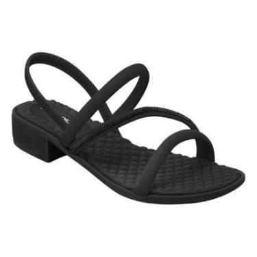 Imagem de Sandália Feminina Piccadilly Rasteira Brilho Strass Confortável Calce Fácil Elástico-Feminino