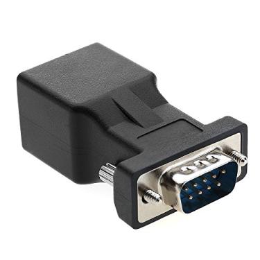 Imagem de LFHUKEJI RS232 para RJ45, DB9 9-Pin Serial Port Macho para RJ45 fêmea Cat5e/6 Ethernet LAN Extend Adapter