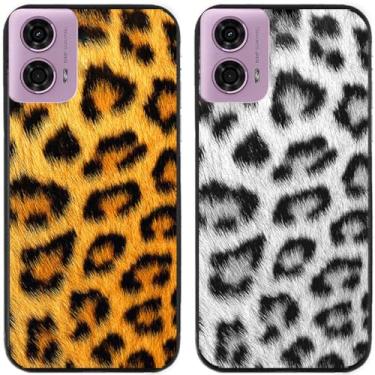 Imagem de 2 peças impressas TPU gel silicone capa traseira para celular Motorola Moto G24 (leopardo)