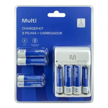 Imagem de Kit de 8 Pilhas AA e AAA Recarregáveis com Carregador Multi