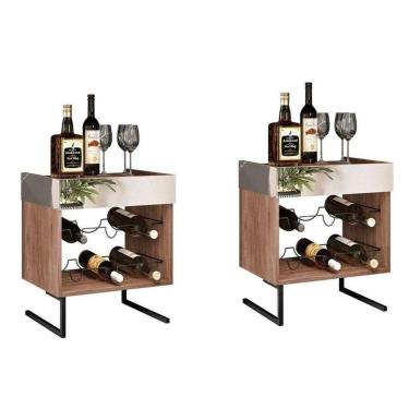 Imagem de Conjunto 2 Adegas Espelhadas 6 Garrafas Pés Metálicos preto