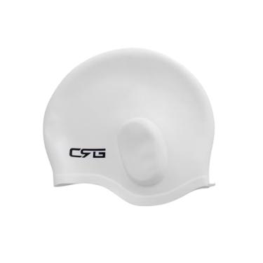 Imagem de CRG Touca de natação de látex sólido adulto, Branco