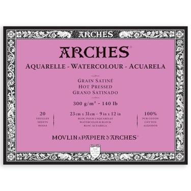 Imagem de Arches Aquarelle 300 g/m² Grão Satinado Branco Natural Bloco 23x31 20 Folhas.