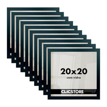 Imagem de Kit 10 Molduras 20X20cm Para Foto Poster Com Vidro e Fundo Cor:Preto