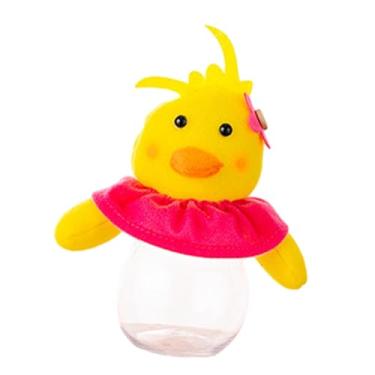 Imagem de menolana Pote de doces de páscoa, pote de biscoitos decorativo, tigela de doces com tampa de boneca, caixa de tratamento, vasilha de doces para cozinha, Pato Amarelo 16x7cm