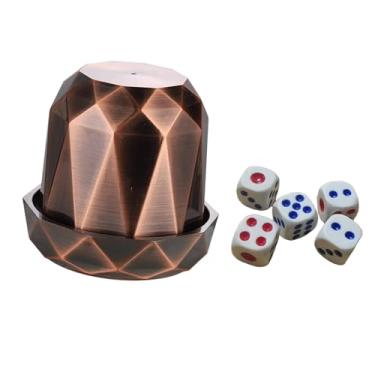 Imagem de Aosekaa Copo de dados suporte de armazenamento de dados estável shaker acessórios de jogo de tabuleiro com 5 dados copo agitado para barra ktv doméstico, Vermelho mudo