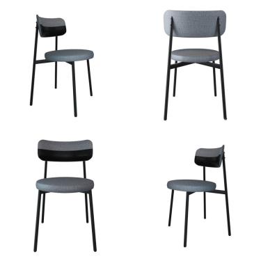 Imagem de Cadeira Kyta Fixa com 4 Pés 50 X 44,7 X 83,8 Cm com 4 Unidades Cinza/Preto