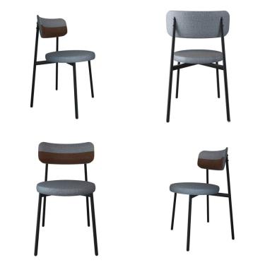 Imagem de Cadeira Kyta Fixa com 4 Pés 50 X 44,7 X 83,8 Cm com 4 Unidades Cinza/Whisky/Preto