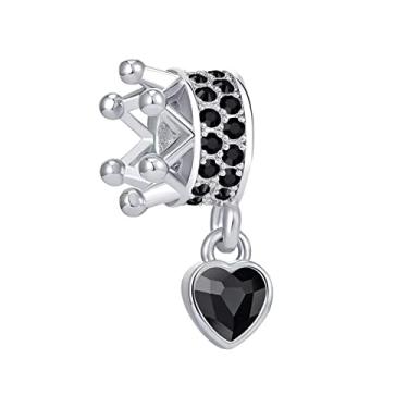 Imagem de YQSLIN You'll Always Be My Queen Crown Princess Charm Crystal Heart Dangle Bead Fit Women's Charm Bircont, Cristal, Base