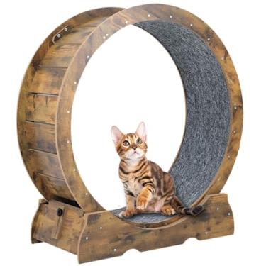 Imagem de ARADNEO Roda de exercício para gatos, roda de corrida para gatos, exercício de roda de gato grande para gatos internos, roda de gato barata, roda de esteira de gato com mecanismo de bloqueio (rústico,
