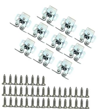 Imagem de UPEYXDQR Travas de armário com trava dupla para porta com trava de lança para porta de armário de armário, prata, 10 peças