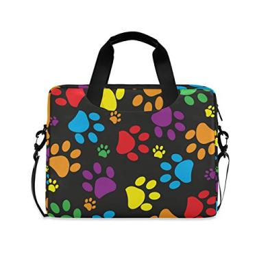 Imagem de Bolsa de ombro para laptop portátil para notebook de 14/15,6/16 polegadas bolsa mensageiro feminina masculina pasta (estampa de pata colorida)