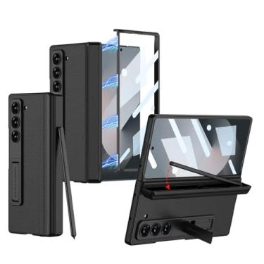Imagem de Capa para Samsung Galaxy Z Fold 6 com dobradiça magnética com suporte para caixa S Pen, capa rígida à prova de choque para Samsung Galaxy Z Fold 6 (preto)