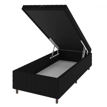 Imagem de Base de Cama Box Solteiro Vision com Baú Rústico/Preto - Vian