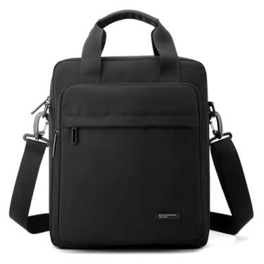 Imagem de natyrlpog Bolsa mensageiro masculina A4 nylon grande bolsa de ombro impermeável casual preta bolsa tiracolo para trabalho, viagens ao ar livre