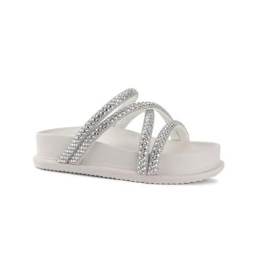 Imagem de Tamanco Feminino Santinelli Papete Tiras Trançadas Off-white 35