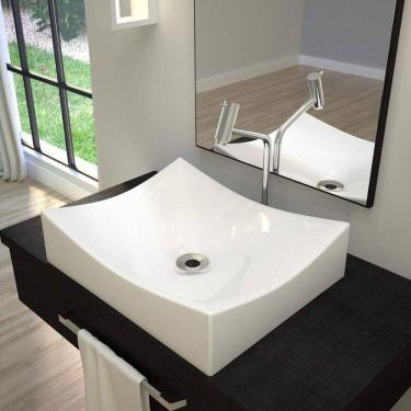 Imagem de Kit 3 Cubas de Apoio para Banheiro Ml44w Retangular Folha Compace Branco