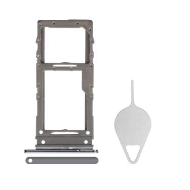 Imagem de BESJMYT Substituição da bandeja do cartão SIM para Samsung Galaxy S20+ Plus 5G (versão SIM único) - Adaptador de suporte para compartimento de cartão cinza cósmico com ejetor de agulha para S20