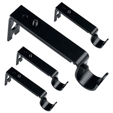 Imagem de Kowibcl 4 suportes ajustáveis para varão de cortina, serve para hastes de até 1,9 cm, suporte de varão de cortina único extensível para parede, preto