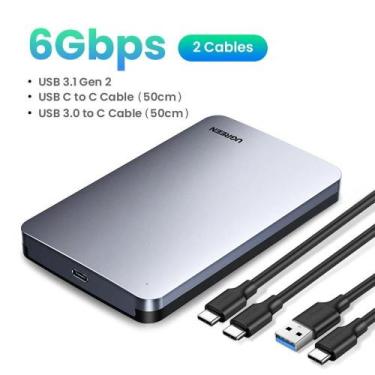 Imagem de HD Externo UGREEN 2.5 6gbps Sata para usb c 3.1 gen 2 disco rígido ext