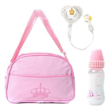Imagem de Conjunto P Bebê Reborn Chupeta e Mamadeira Bolsa Maternidade - Saída M