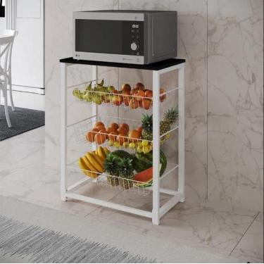 Imagem de Fruteira com Suporte para Micro-ondas Barcelona Aço Branco Cesto Branc
