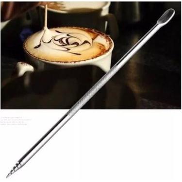 Imagem de Latte Art Agulha De Decoracao Cafe E Cappuccino 13 Cm Inox - RALEO