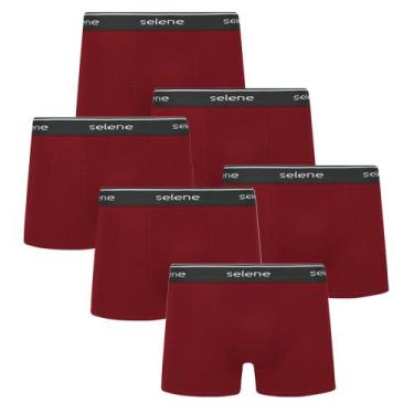 Imagem de 6 Cuecas Boxer Box Em Algodão Plus Size Tamanhos Grandes Selene, Bordô