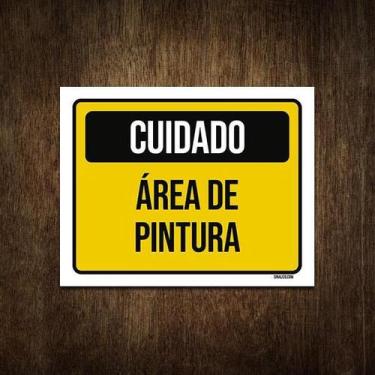 Imagem de Placa De Sinalização - Cuidado Área De Pintura 27X35 - Sinalizo