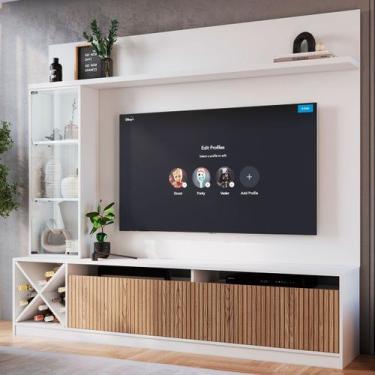 Imagem de Estante para TV Até 50 Polegadas Turim 3 Portas Branco/Brise - Quiditá