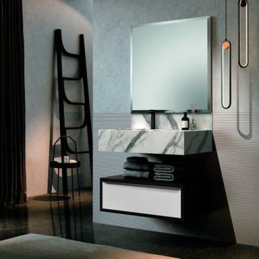 Imagem de Conjunto para Banheiro 1 Espelho Bisotê 1 Gaveteiro 1 Bancada com Cuba