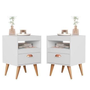 Imagem de Conjunto 2 Mesas de Cabeceira Sal Branco - Rede Móveis