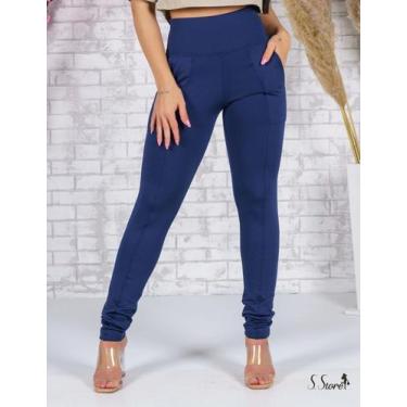 Imagem de Calça Montaria Flanelada Cós Alto Leg Forrada Com Bolsos Frontais - Re