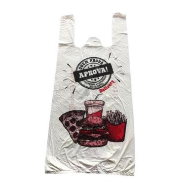Imagem de Sacola Plástica Branca Impresso Lanche 38X50 C/1,8Kg - General