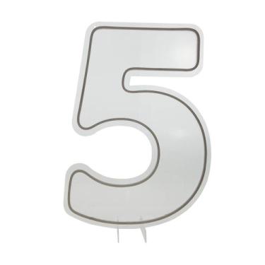 Imagem de Painel Luminoso Letreiro Criativo NÚMERO 5 - Neon LED Branco - Trybo 