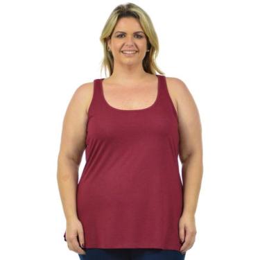 Imagem de Regata longa londres plus size fenomenal(sem elasticidade), Bordô, 48