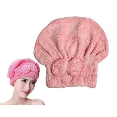 Imagem de Touca Toalha De Secar Cabelo Rápido Prático Pós Banho - NS,  Rosa