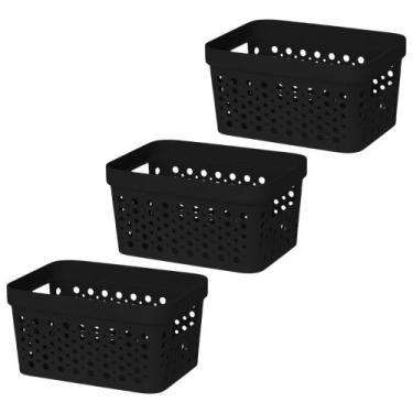 Imagem de Kit 3 Cestos Organizador s/ Tampa Trama Rattan 2L Usual - Usual Utilid