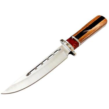 Imagem de Faca De Caça Churrasco Full Tang Modelo Luxo Facatop +Bainha, Marrom