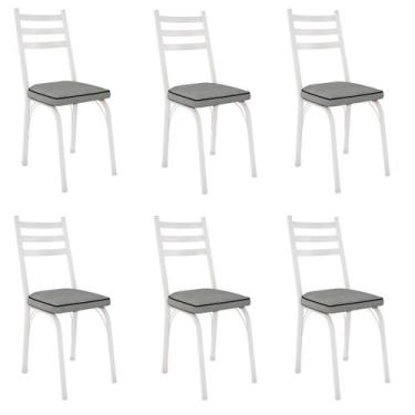 Imagem de Kit 6 Cadeiras para Cozinha Tubular D-13 Nara de Aço - Artefamol, Bran