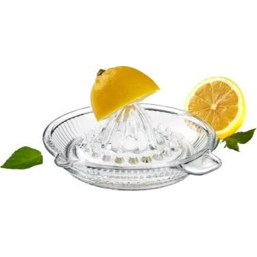 Imagem de Espremedor de limão de vidro, espremedor manual para laranja, uva, frutas cítricas pequenas, extrator manual com alça e bico de despejo, vidro cristalino, 57 g
