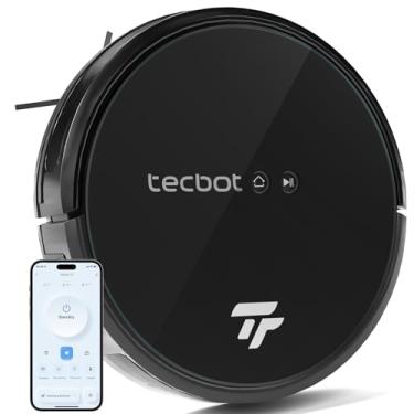Imagem de TECBOT S1 Robô aspirador de pó fino, 120 minutos, tempo de execução 2 em 1, robô varrendo ou esfregando, carregamento automático, WiFi, aplicativo e controle remoto, aspirador de pó robótico para