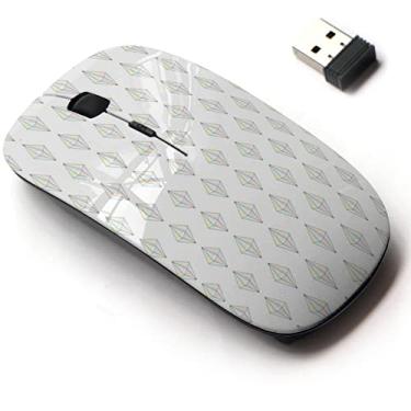 Imagem de Mouse sem fio de 2,4 G com design de padrão fofo para todos os laptops e desktops com nano receptor - diamantes brancos