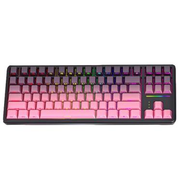 Imagem de Teclado mecânico sem fio T88 - Teclado personalizado tri-modo BT5.0/2,4 GHz/USB-C-rosa