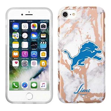Imagem de Prime Brands Group Capa de celular para Apple iPhone 8/7/6S NFL licenciado Detroit Lions, mármore branco e ouro rosa
