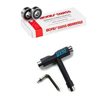 Imagem de Rolamentos de Skate Original da Bones Swiss 8 mm W/CCS Ferramenta de Skate