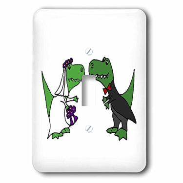 Imagem de 3D Rose lsp_200160_1 Funny Green Trex Dinosaurs Bride and Groom Wedding Art - Interruptor único, multicolorido